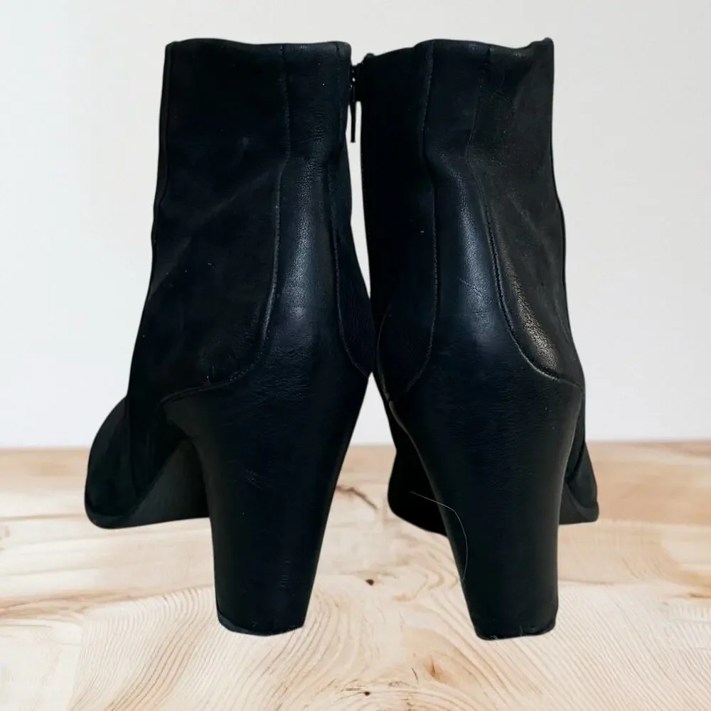 Ecco Jaffna Women Sz EU 40 US 9 Shoes Black Leather Side‎ Zip Heeled Ankle Boots